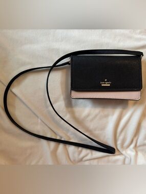 kate spade Black and Pale Pink Crossbody Wallet Bag